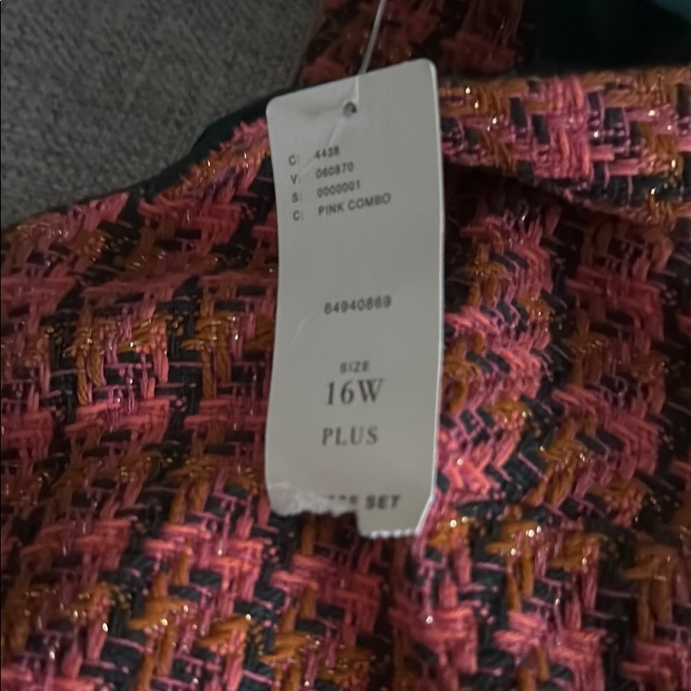 Pink Combo Tweed Jacket - Size 16W Plus